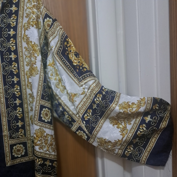 Vintage Cabernet  Baroque Print/ Versace Look ZIP FRONT Caftan  Sz Lg - Picture 4 of 12